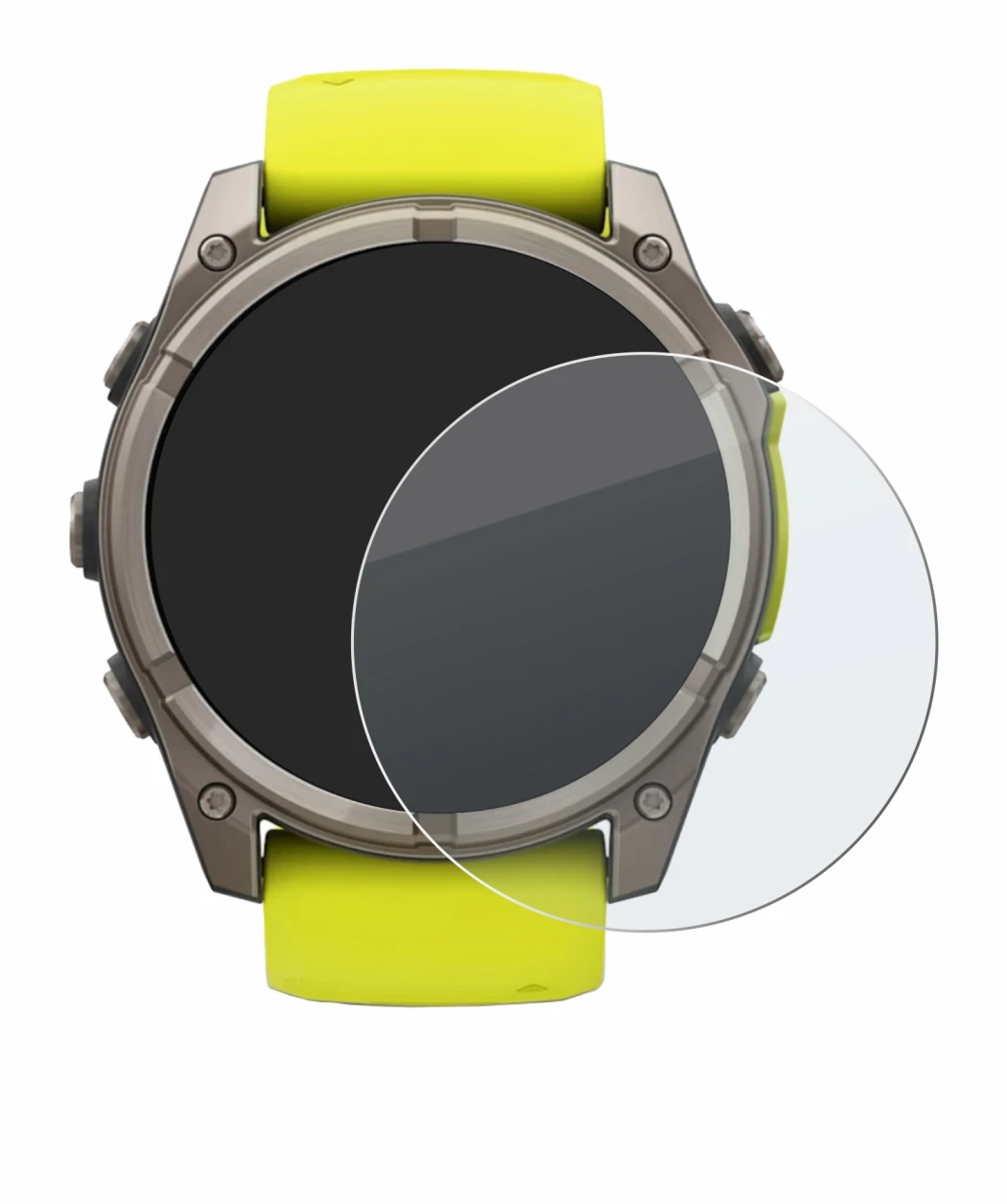 Imagen del dispositivo Garmin Fenix 8 Solar (51 mm) con una amplia variedad de protectores de pantalla.