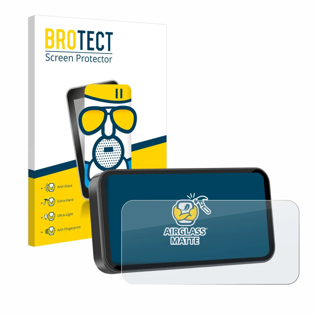 Parte frontal de un envase de producto con el logotipo de la marca BROTECT. Al lado se muestra el dispositivo Carpuride W603D 