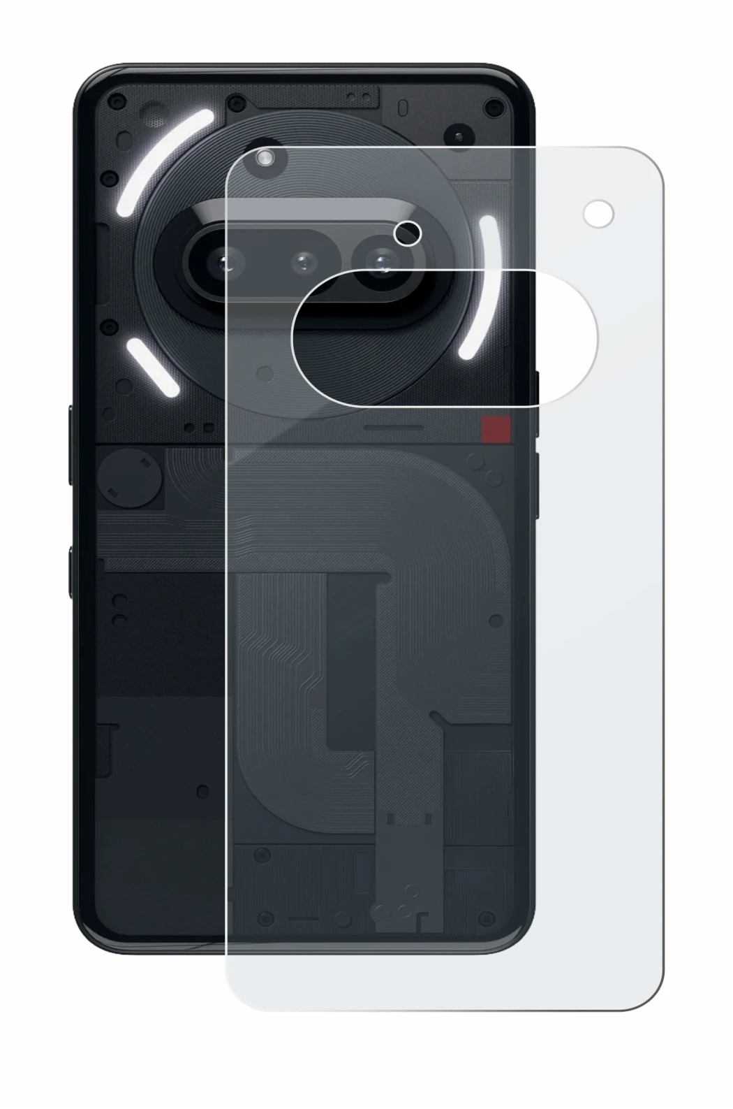 Imagen del dispositivo Nothing Phone (3a) (Trasero) con una amplia variedad de protectores de pantalla.
