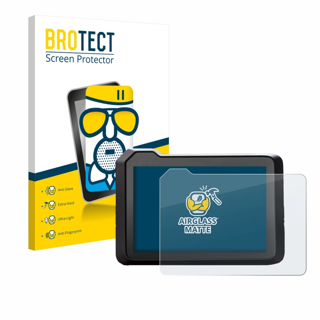 Parte frontal de un envase de producto con el logotipo de la marca BROTECT. Al lado se muestra el dispositivo KTM 1390 Super D