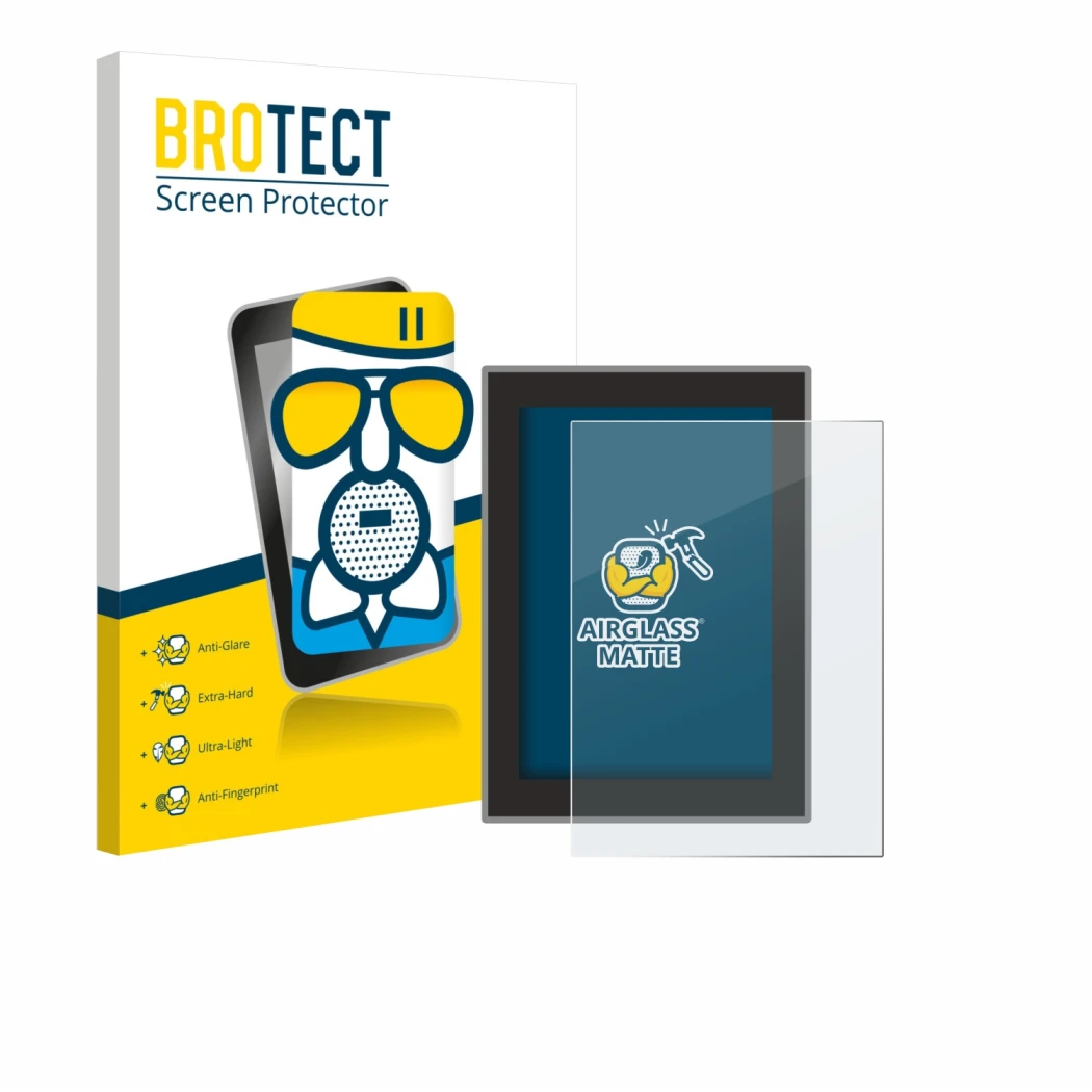 Parte frontal de un envase de producto con el logotipo de la marca BROTECT. Al lado se muestra el dispositivo Volvo S90 (2018–