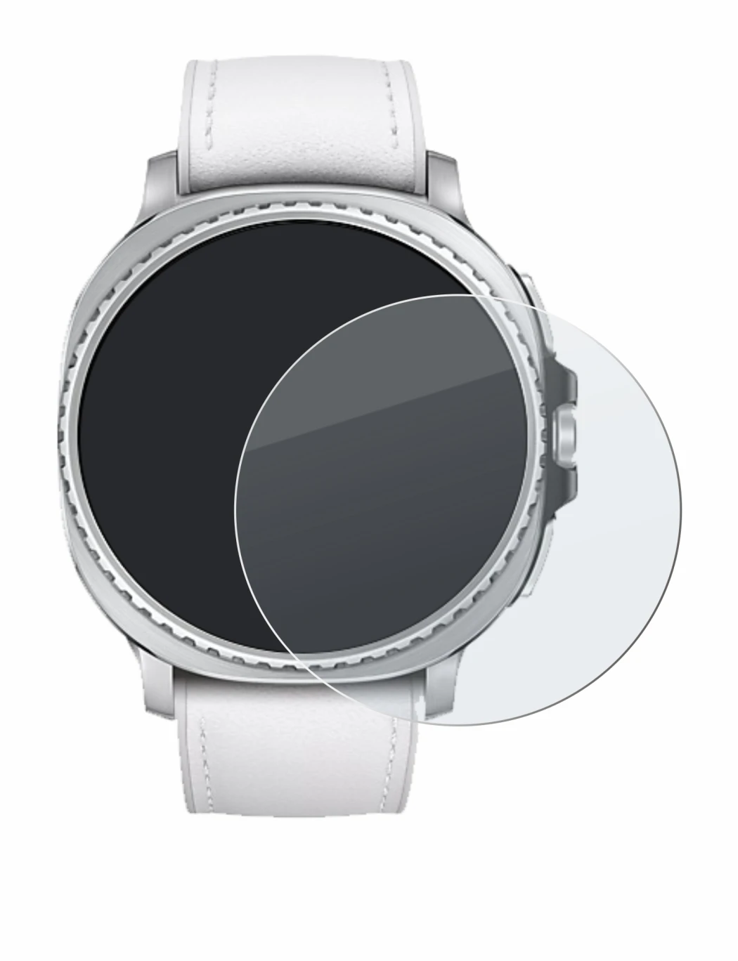 Imagen del dispositivo Samsung Galaxy Watch 8 Classic (46 mm) con una amplia variedad de protectores de pantalla.