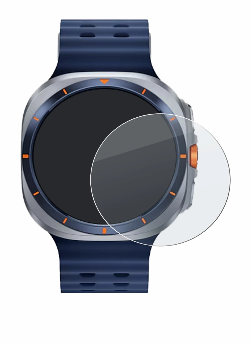 Imagen del dispositivo Samsung Galaxy Watch Ultra 2 (47 mm) con una amplia variedad de protectores de pantalla.