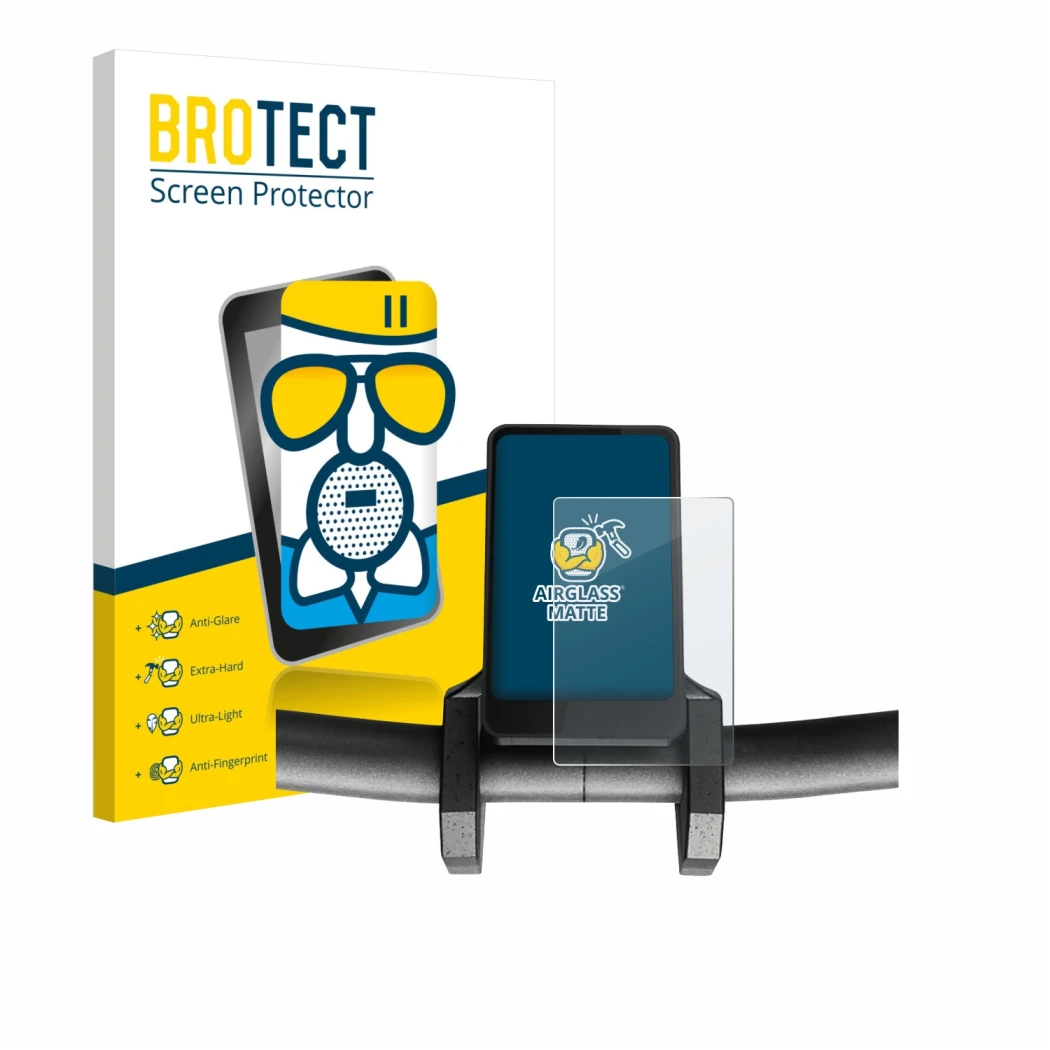 Parte frontal de un envase de producto con el logotipo de la marca BROTECT. Al lado se muestra el dispositivo Joyor T6 con su 