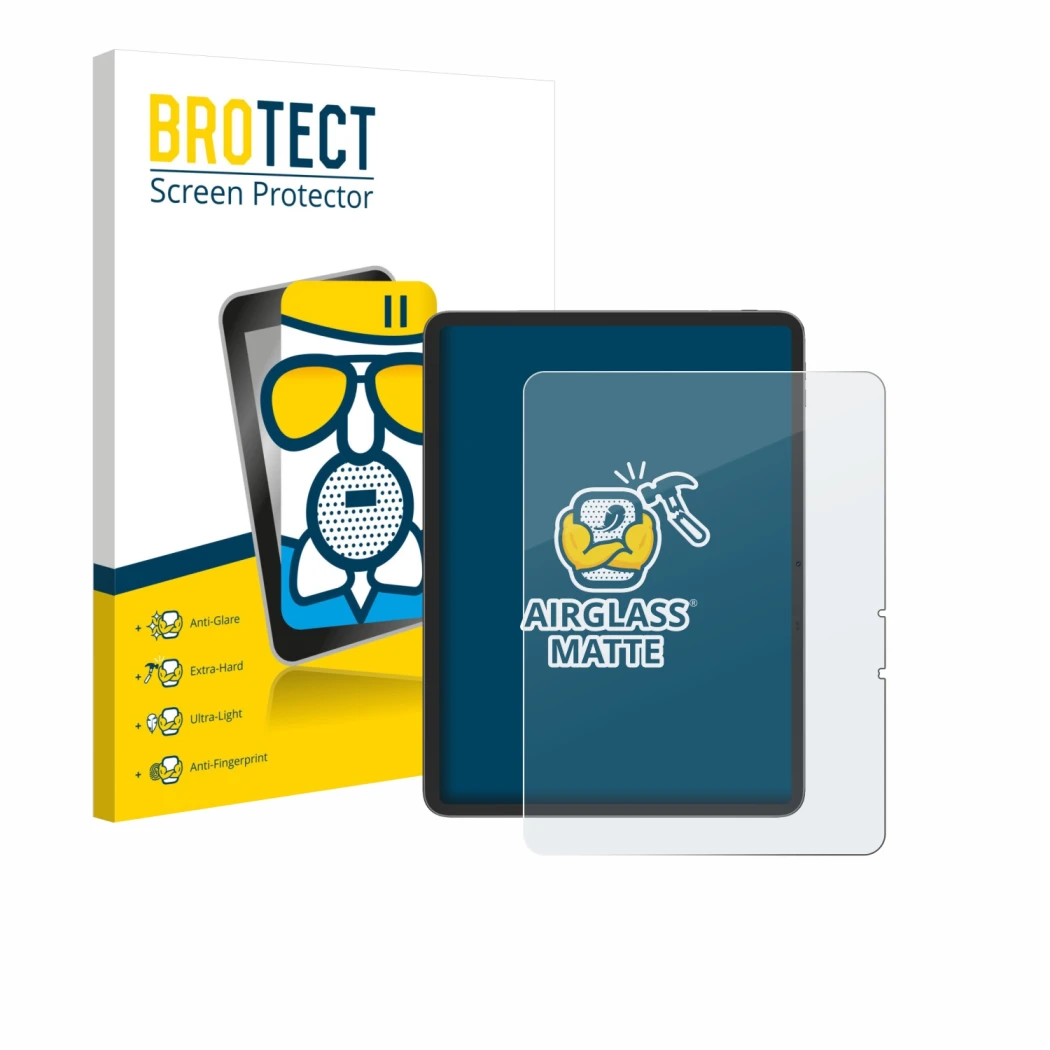 Parte frontal de un envase de producto con el logotipo de la marca BROTECT. Al lado se muestra el dispositivo Blackview Link 8