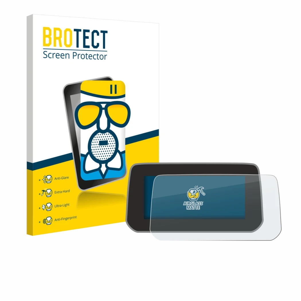 Parte frontal de un envase de producto con el logotipo de la marca BROTECT. Al lado se muestra el dispositivo Mazda CX-5 2020 