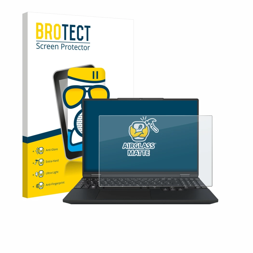 Parte frontal de un envase de producto con el logotipo de la marca BROTECT. Al lado se muestra el dispositivo Tuxedo InfinityB