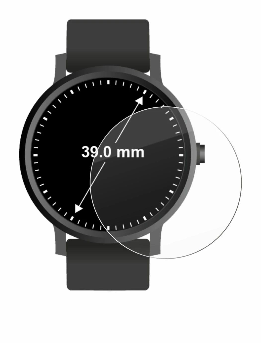 Imagen del dispositivo Relojes (Circular, ø: 39 mm) con una amplia variedad de protectores de pantalla.