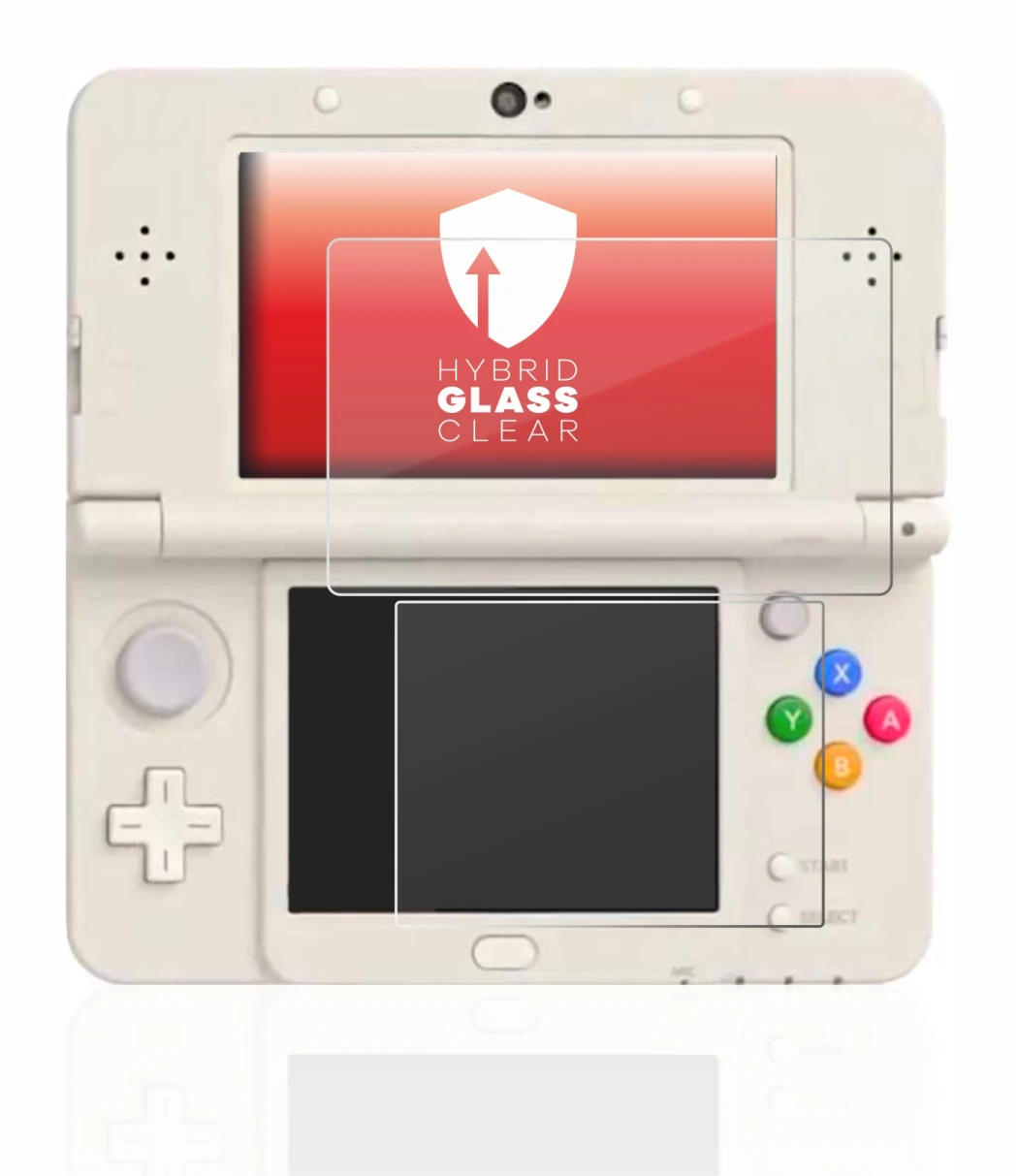 Imagen del dispositivo Nintendo New 3DS con una amplia variedad de protectores de pantalla.