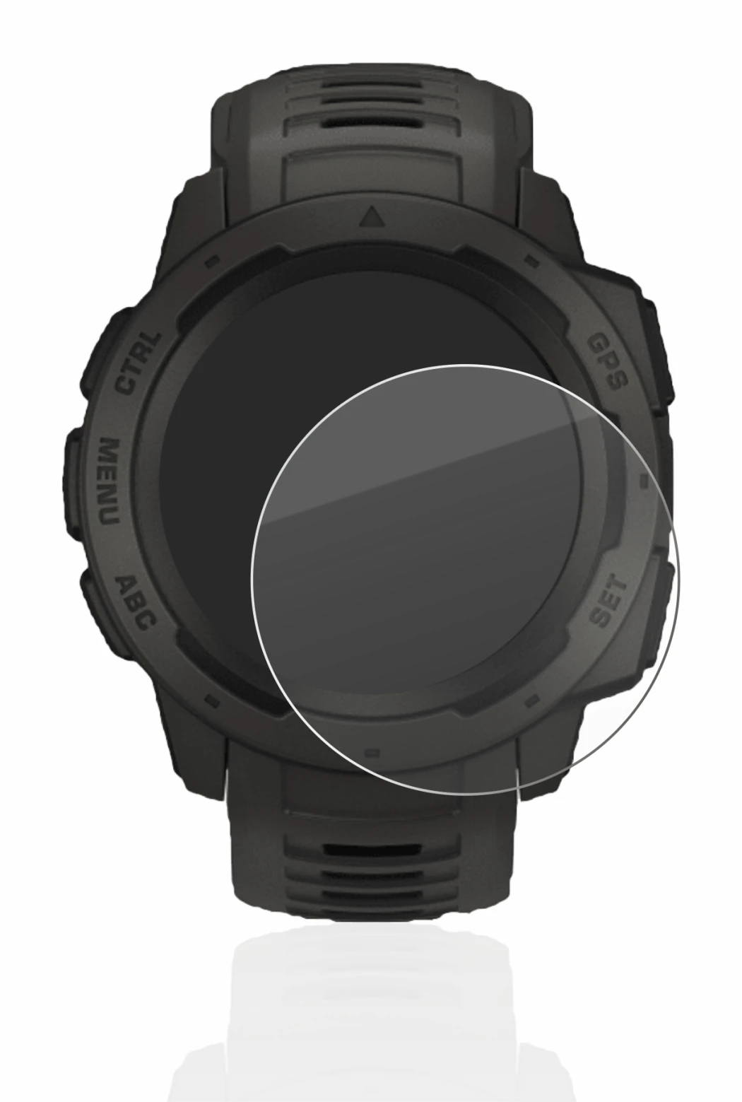 Imagen del dispositivo Garmin Instinct con una amplia variedad de protectores de pantalla.