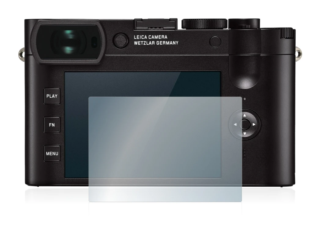 Imagen del dispositivo Leica Q2 con una amplia variedad de protectores de pantalla.