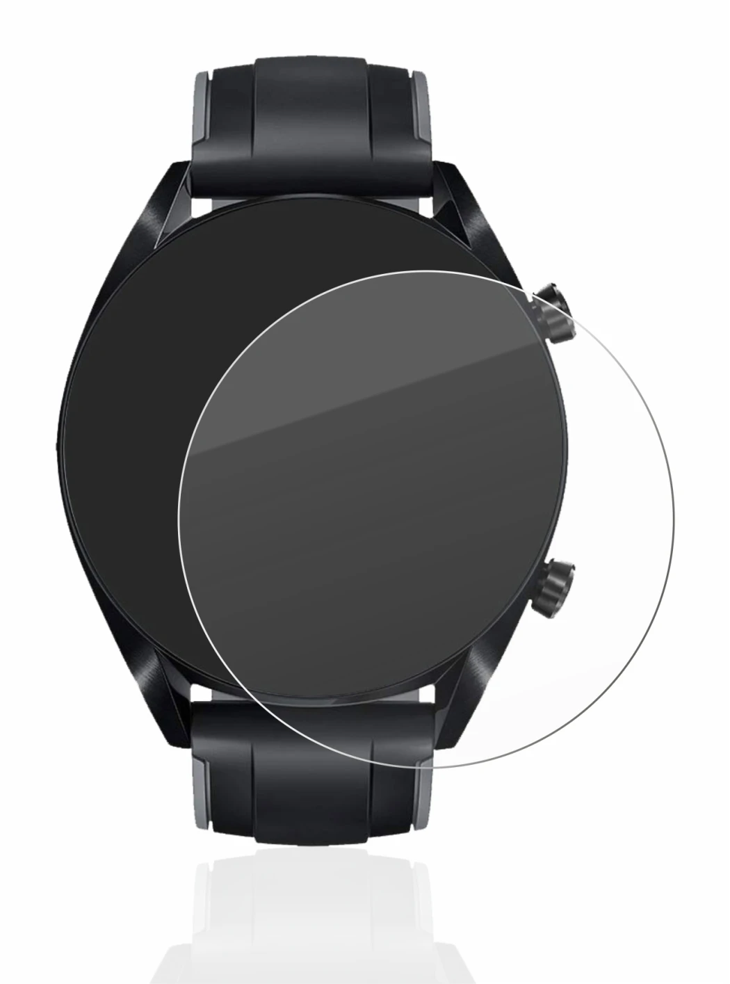 Imagen del dispositivo Huawei Watch GT 2 (46 mm) con una amplia variedad de protectores de pantalla.