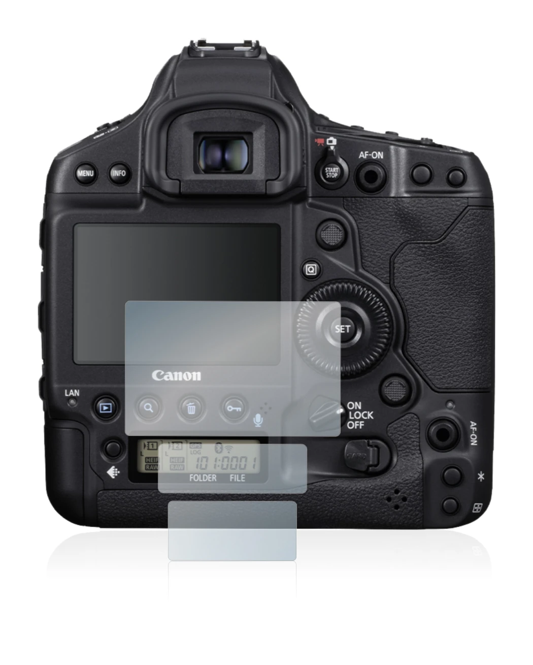 Imagen del dispositivo Canon EOS 1D X Mark III con una amplia variedad de protectores de pantalla.