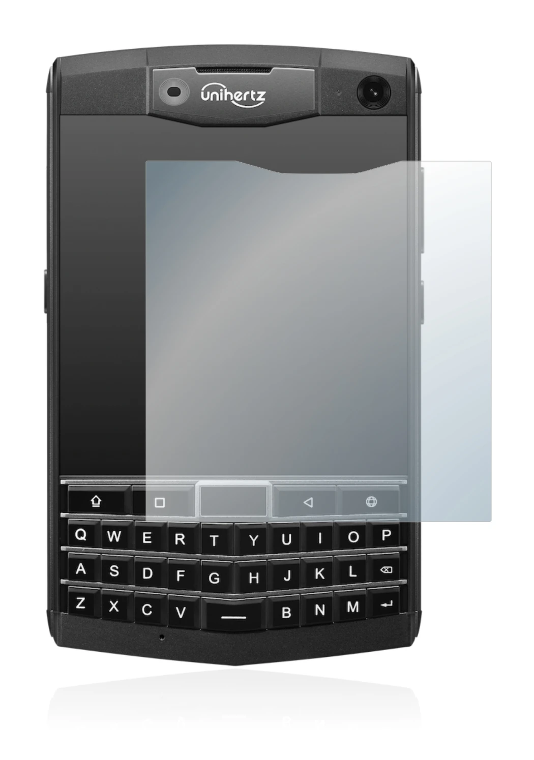 Imagen del dispositivo Unihertz Titan con una amplia variedad de protectores de pantalla.