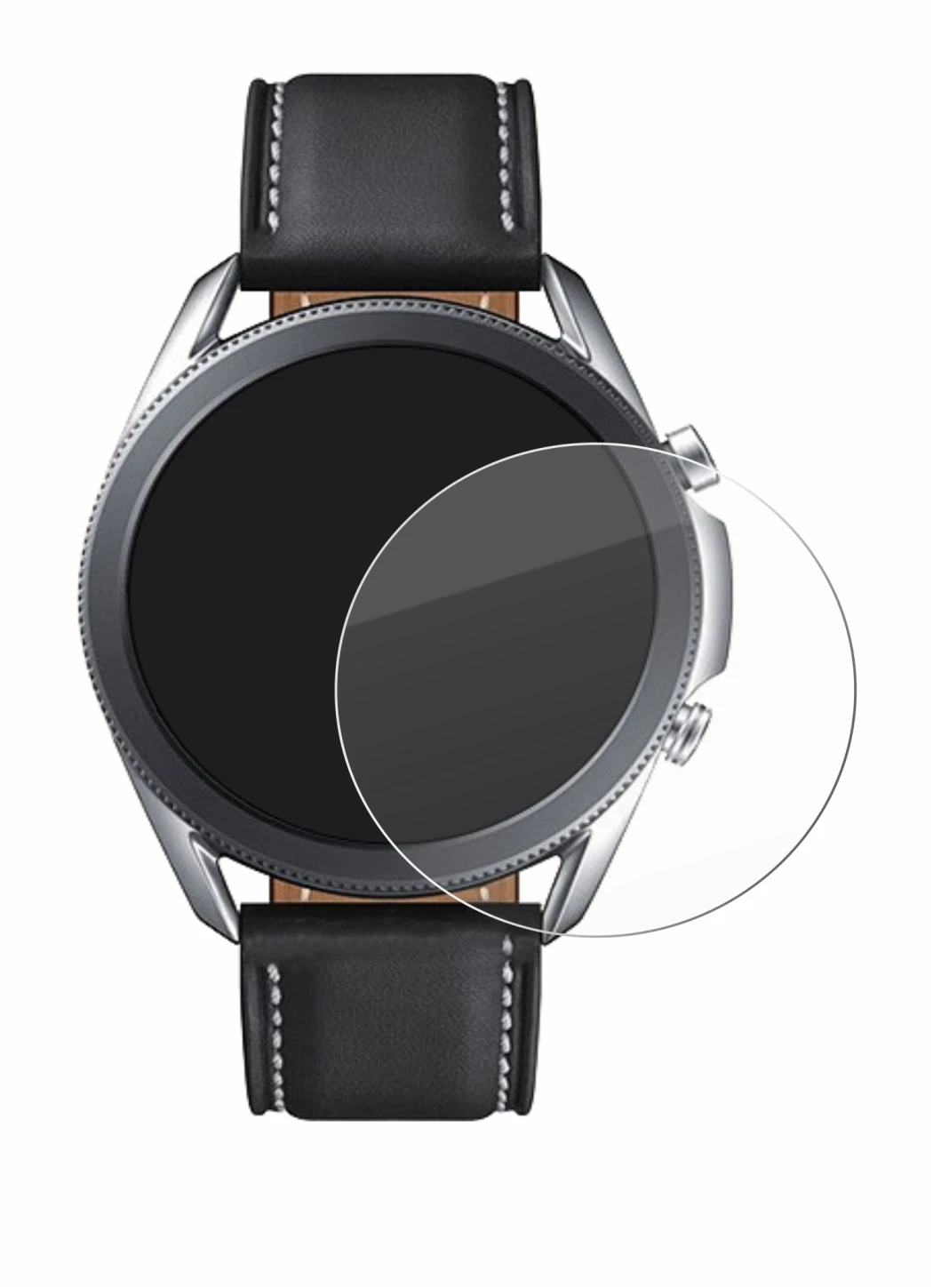 Imagen del dispositivo Samsung Galaxy Watch 3 (45mm) con una amplia variedad de protectores de pantalla.