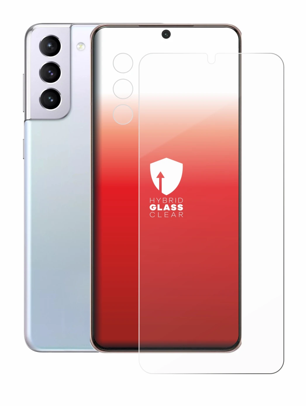 Imagen del dispositivo Samsung Galaxy S21 Plus 5G (Frontal+Cámara) con una amplia variedad de protectores de pantalla.