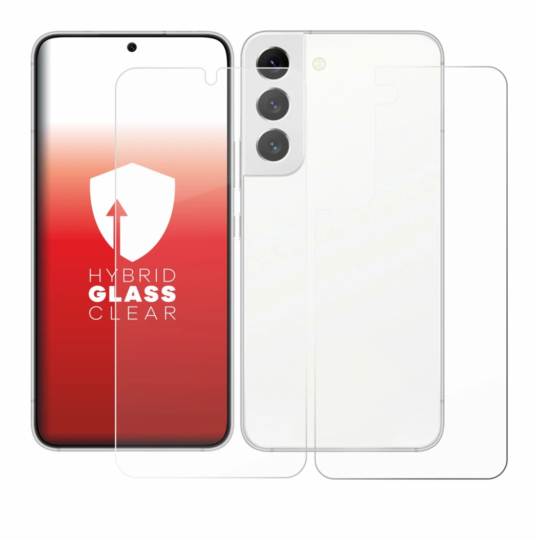 Imagen del dispositivo Samsung Galaxy S22 5G (Frontal+Trasero) con una amplia variedad de protectores de pantalla.