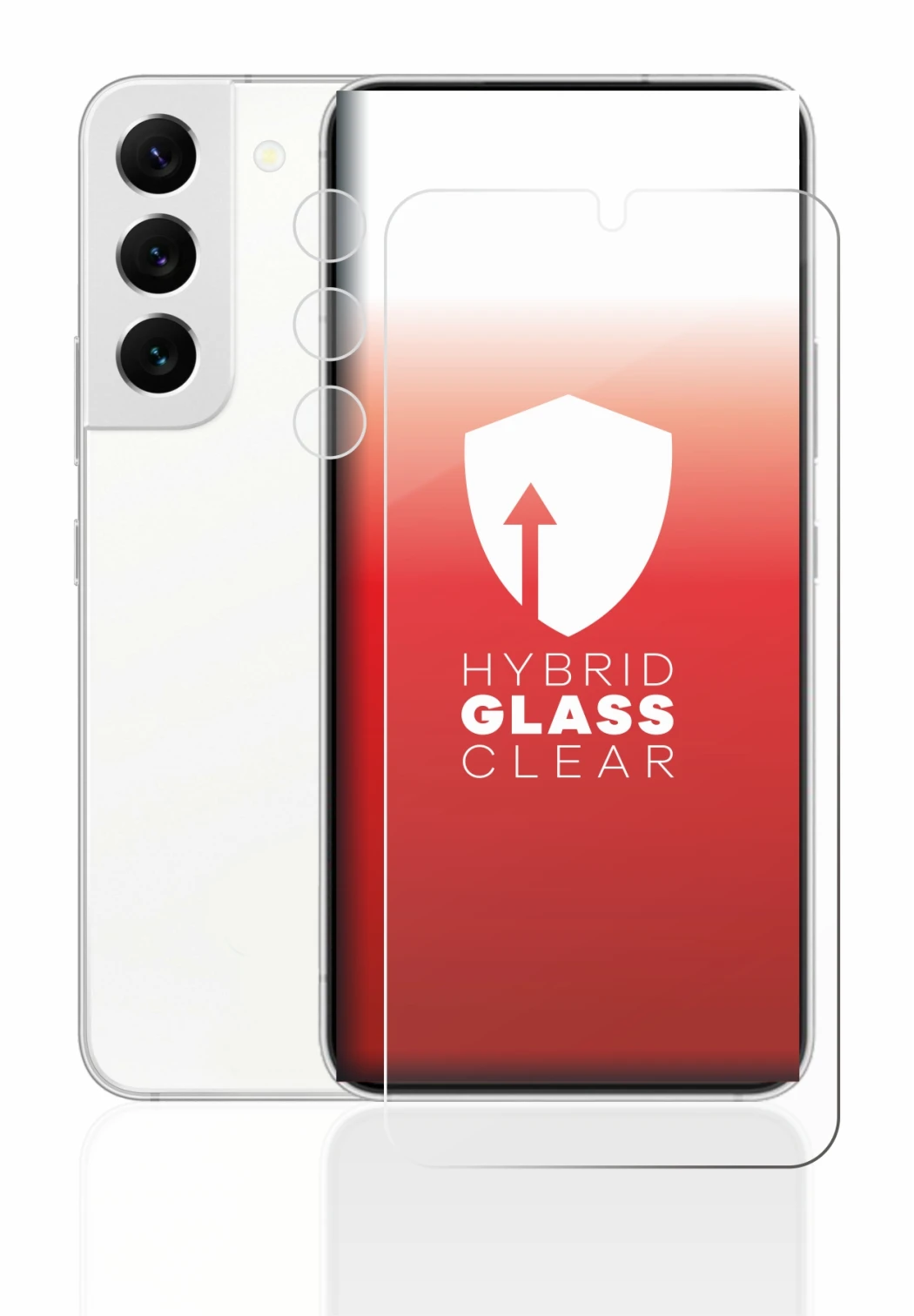 Imagen del dispositivo Samsung Galaxy S22 5G (Frontal+Cámara) con una amplia variedad de protectores de pantalla.