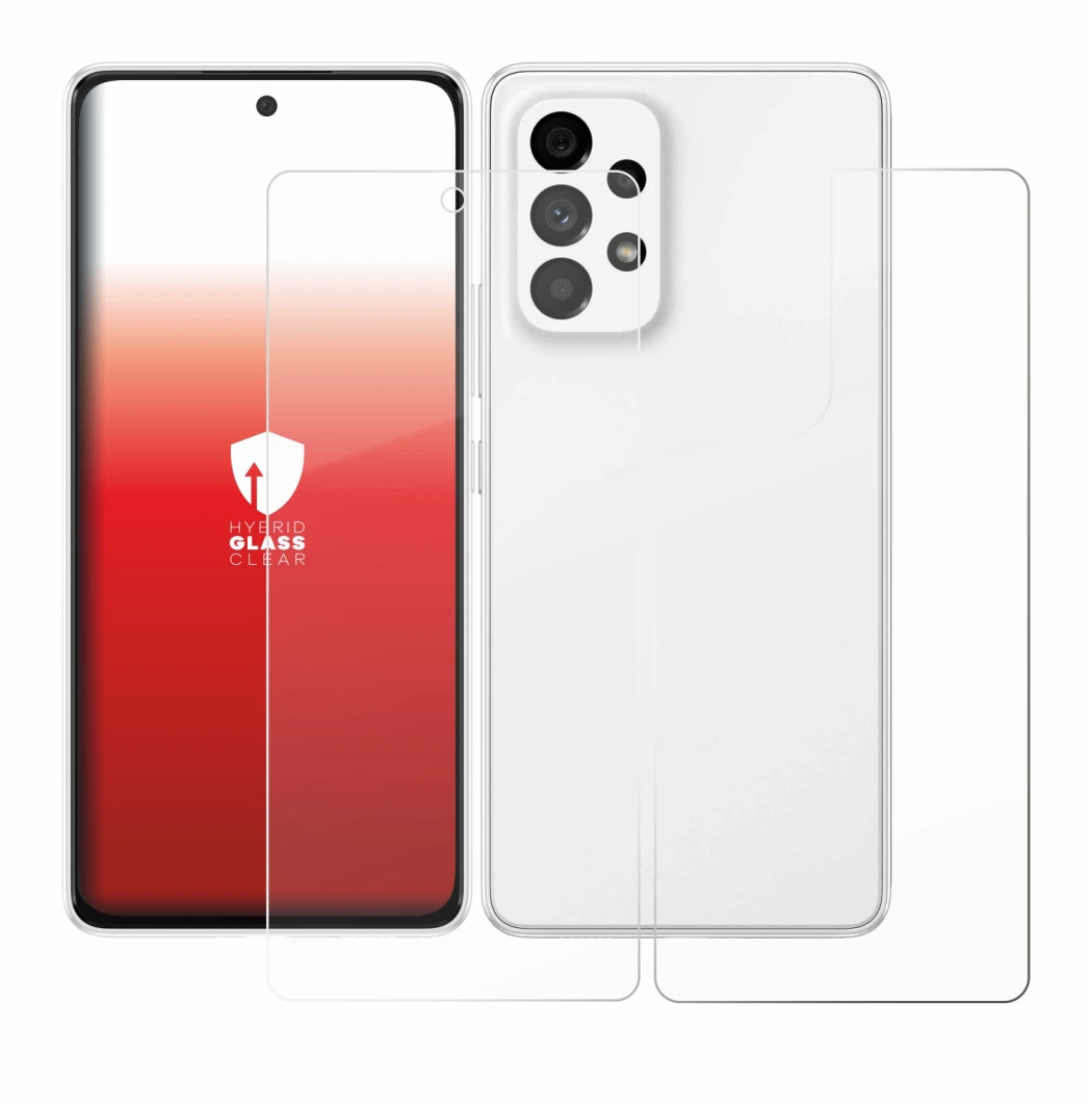 Imagen del dispositivo Samsung Galaxy A53 5G (Frontal+Trasero) con una amplia variedad de protectores de pantalla.