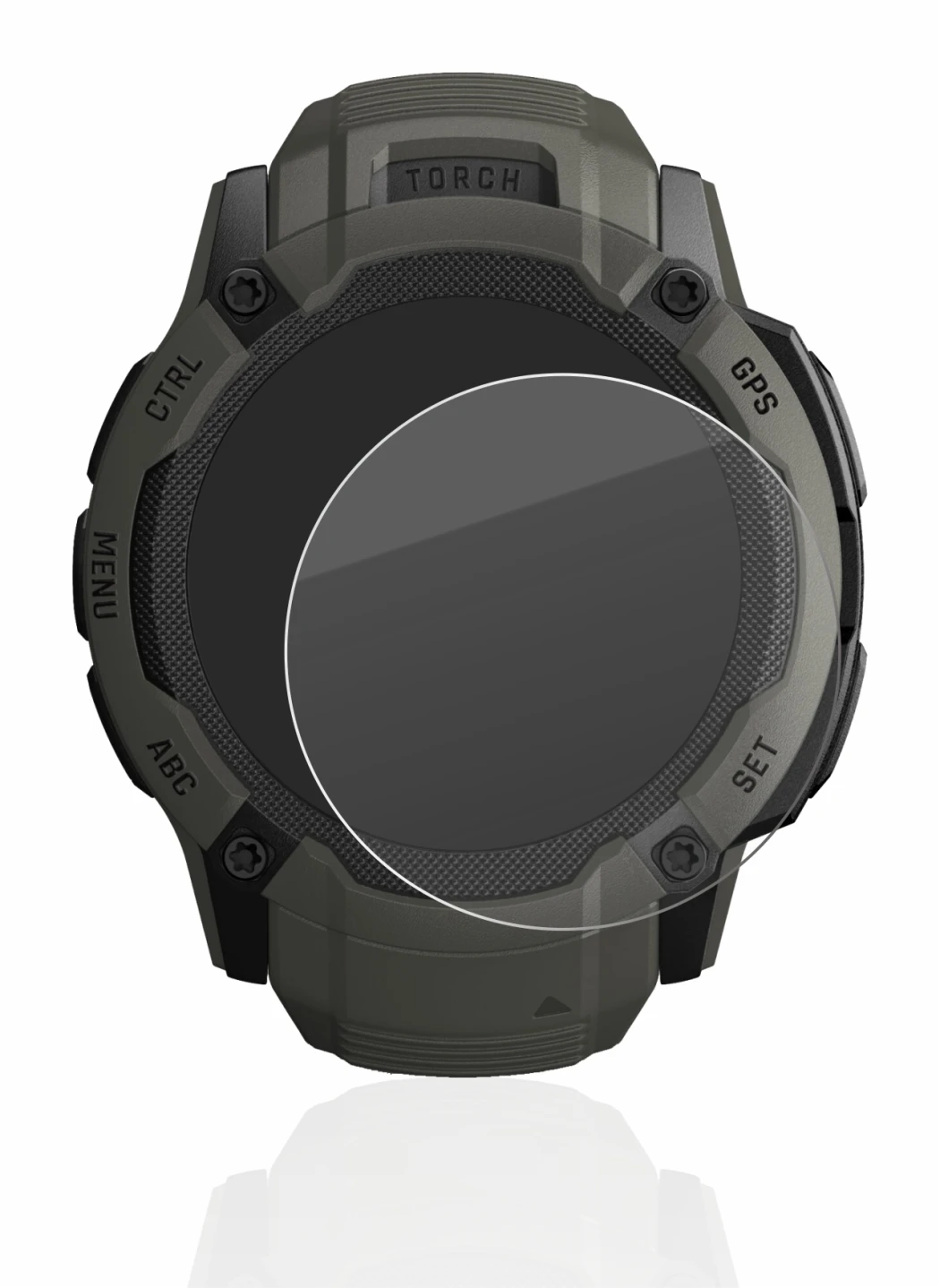 Imagen del dispositivo Garmin Instinct 2X Solar con una amplia variedad de protectores de pantalla.