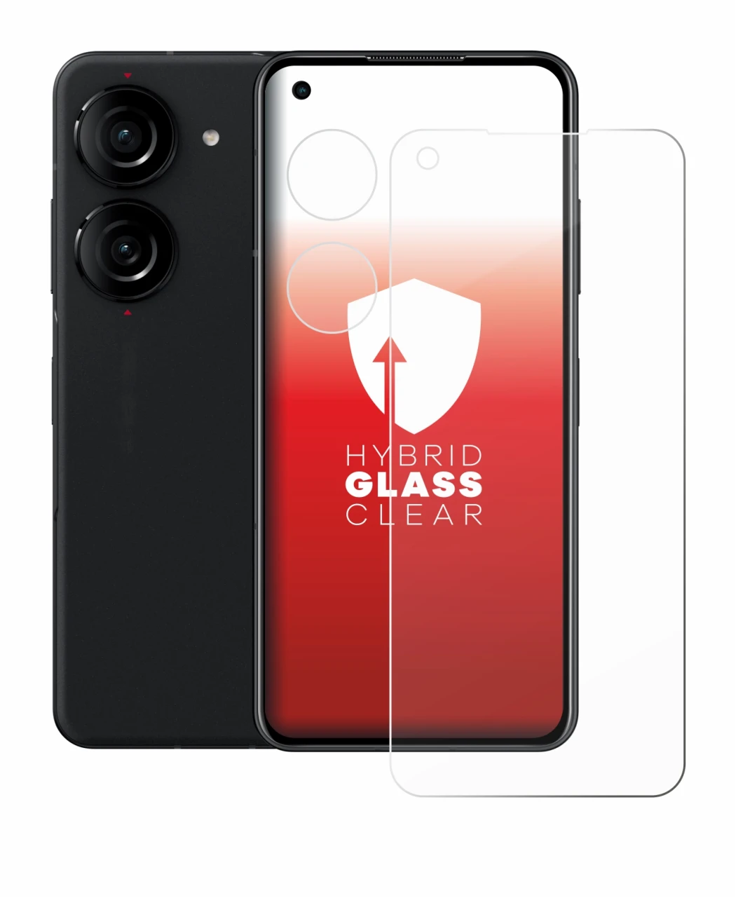 Imagen del dispositivo ASUS ZenFone 10 (Frontal+Cámara) con una amplia variedad de protectores de pantalla.