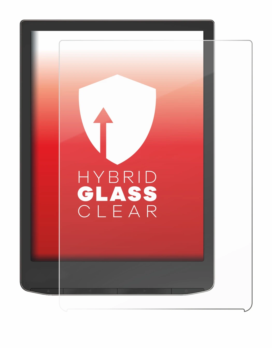 Imagen del dispositivo PocketBook InkPad 4 con una amplia variedad de protectores de pantalla.