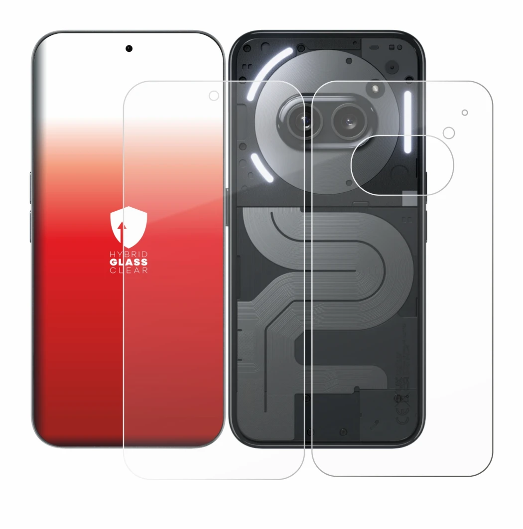 Imagen del dispositivo Nothing Phone (2a) Plus (Frontal+Trasero) con una amplia variedad de protectores de pantalla.