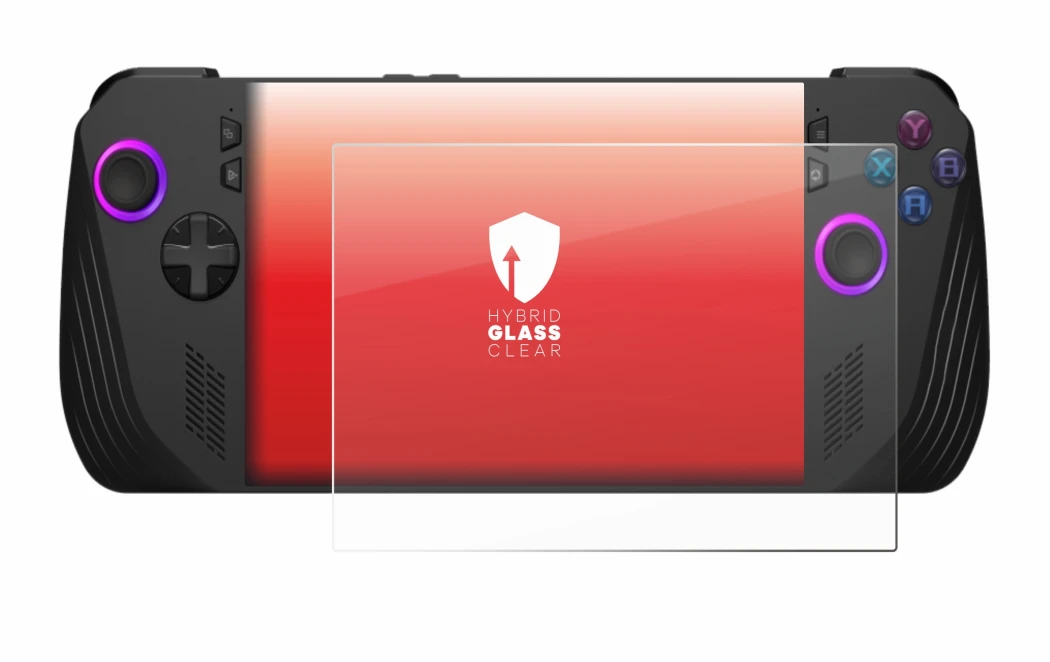 Imagen del dispositivo ASUS ROG Ally X (2024) con una amplia variedad de protectores de pantalla.