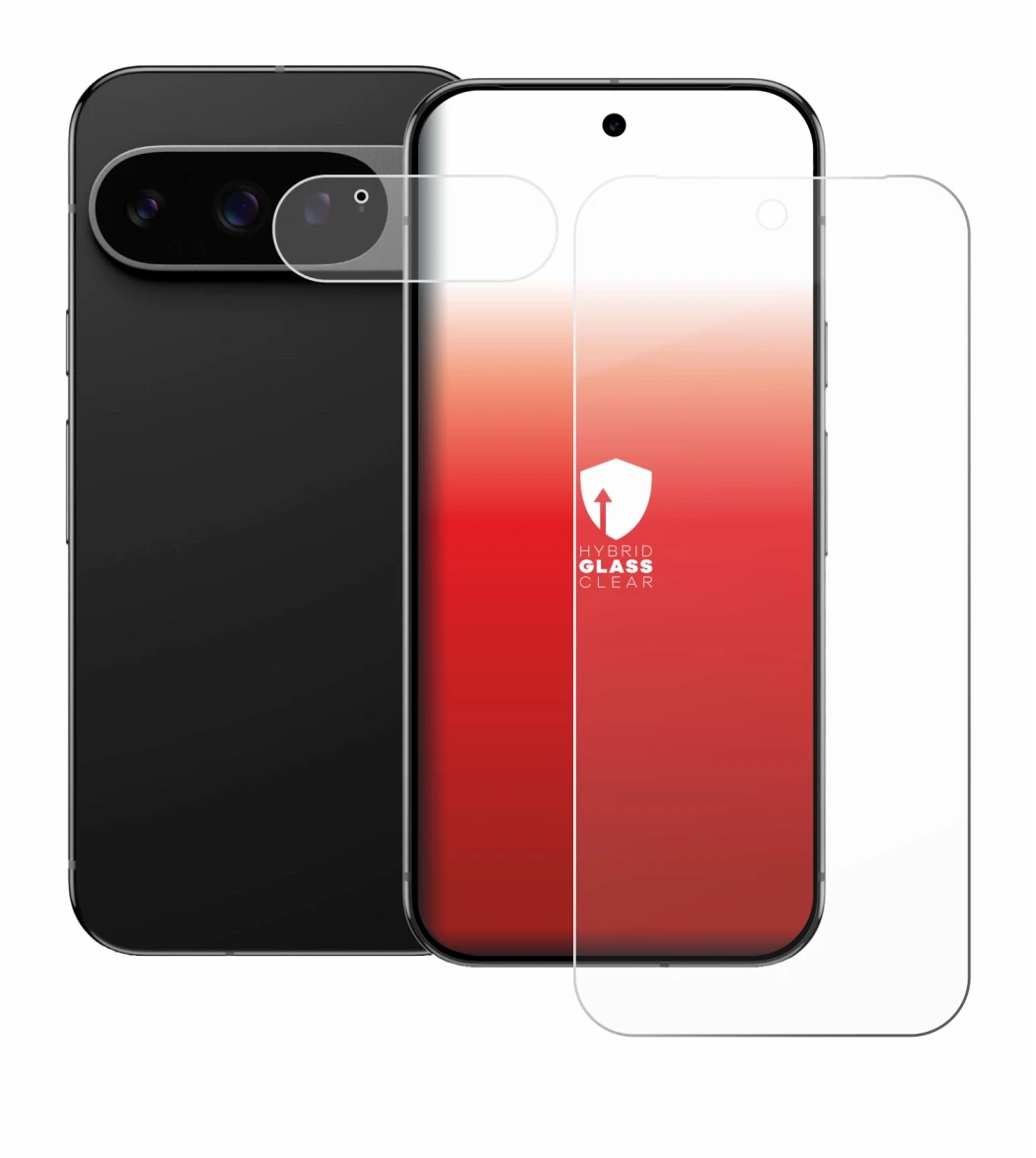 Imagen del dispositivo Google Pixel 9 Pro (Frontal+Cámara) con una amplia variedad de protectores de pantalla.