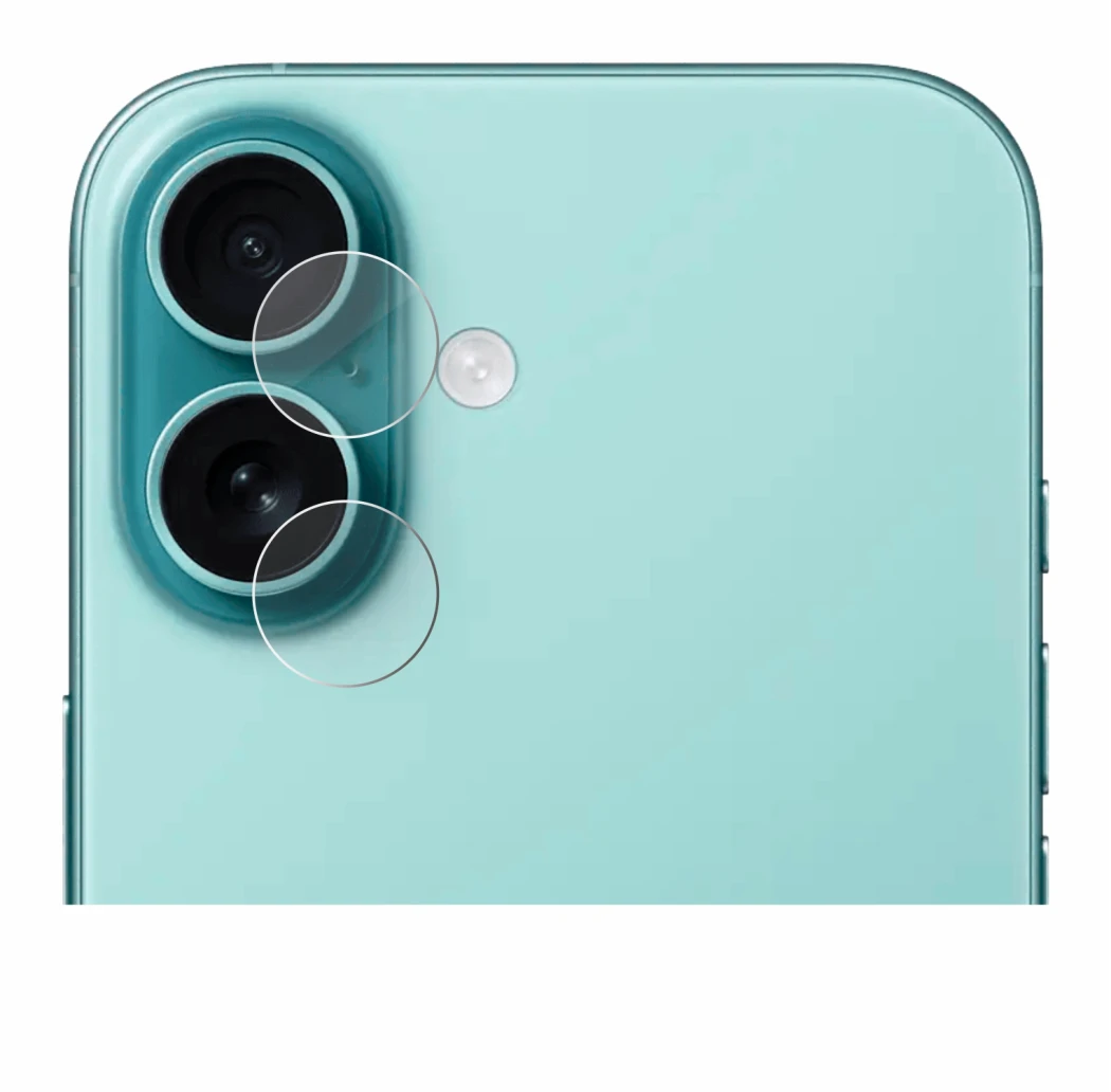 Imagen del dispositivo Apple iPhone 16 (SÓLO Cámara) con una amplia variedad de protectores de pantalla.