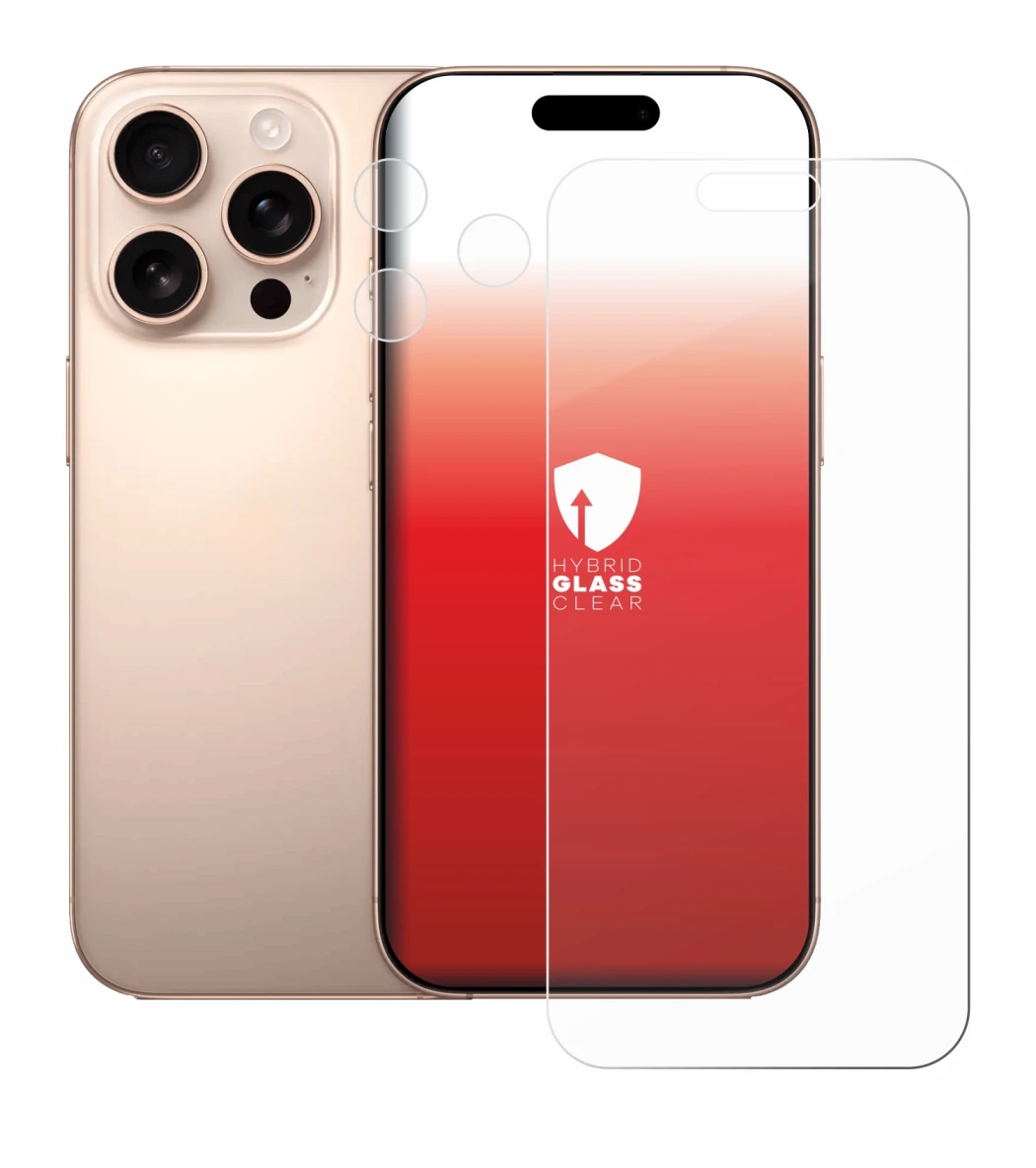 Imagen del dispositivo Apple iPhone 16 Pro Max (Frontal+Cámara) con una amplia variedad de protectores de pantalla.