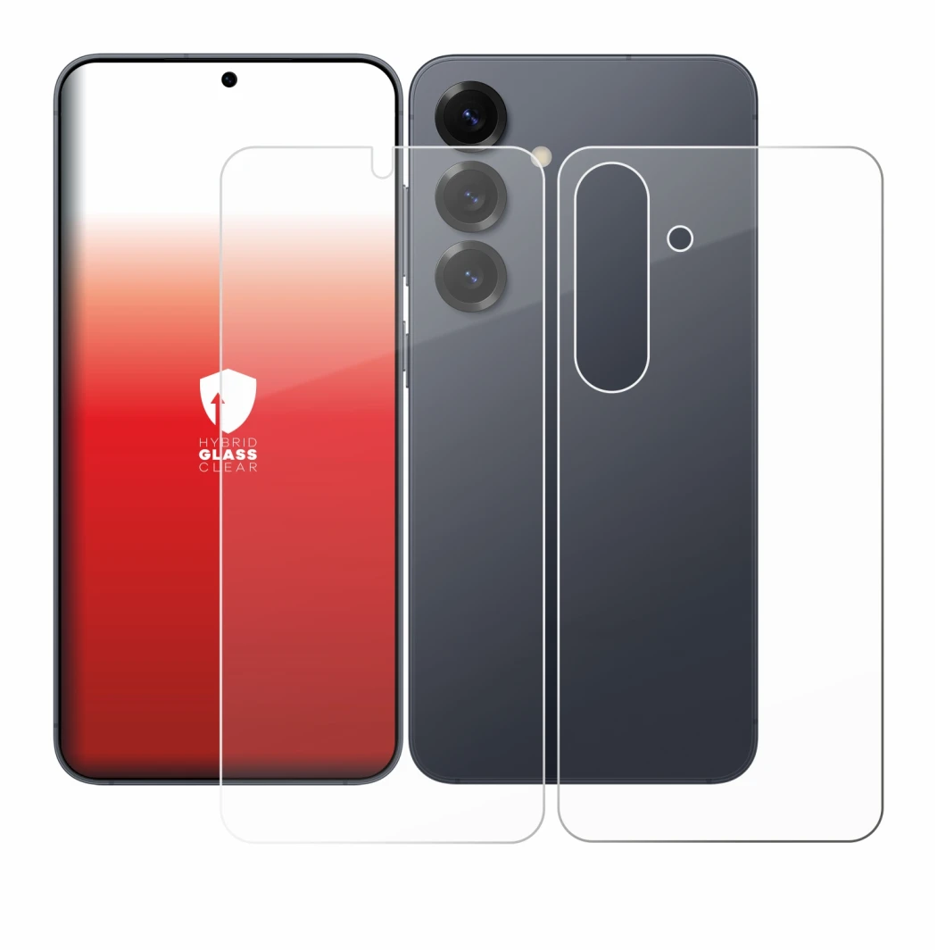 Imagen del dispositivo Samsung Galaxy S25 (Frontal+Trasero) con una amplia variedad de protectores de pantalla.