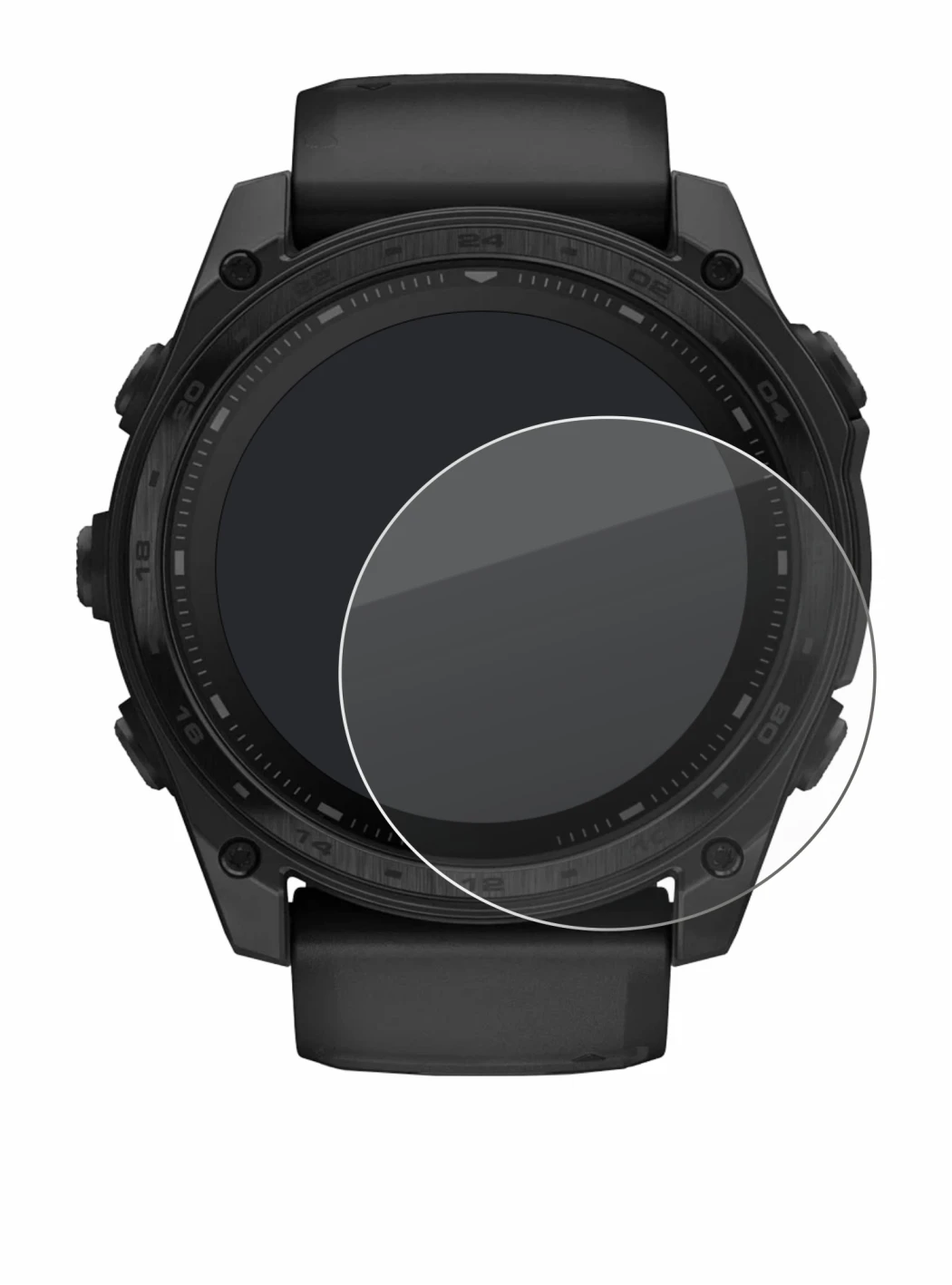 Imagen del dispositivo Garmin Tactix 8 Solar (51 mm) con una amplia variedad de protectores de pantalla.