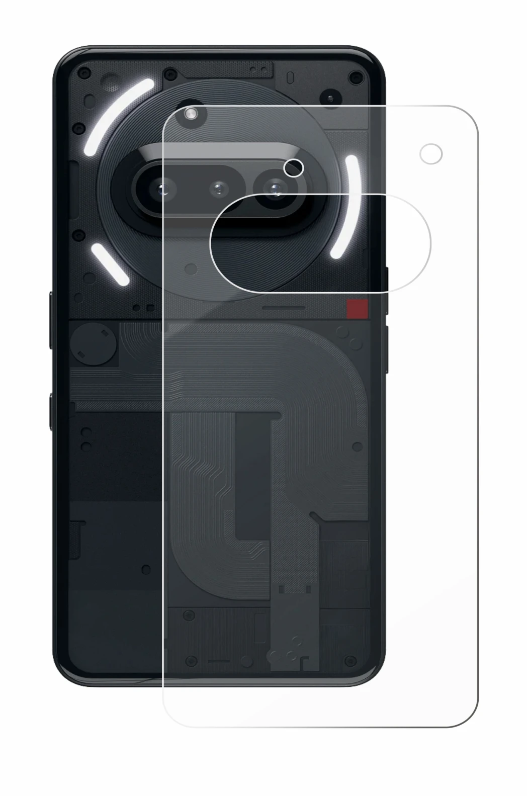 Imagen del dispositivo Nothing Phone (3a) (Trasero) con una amplia variedad de protectores de pantalla.