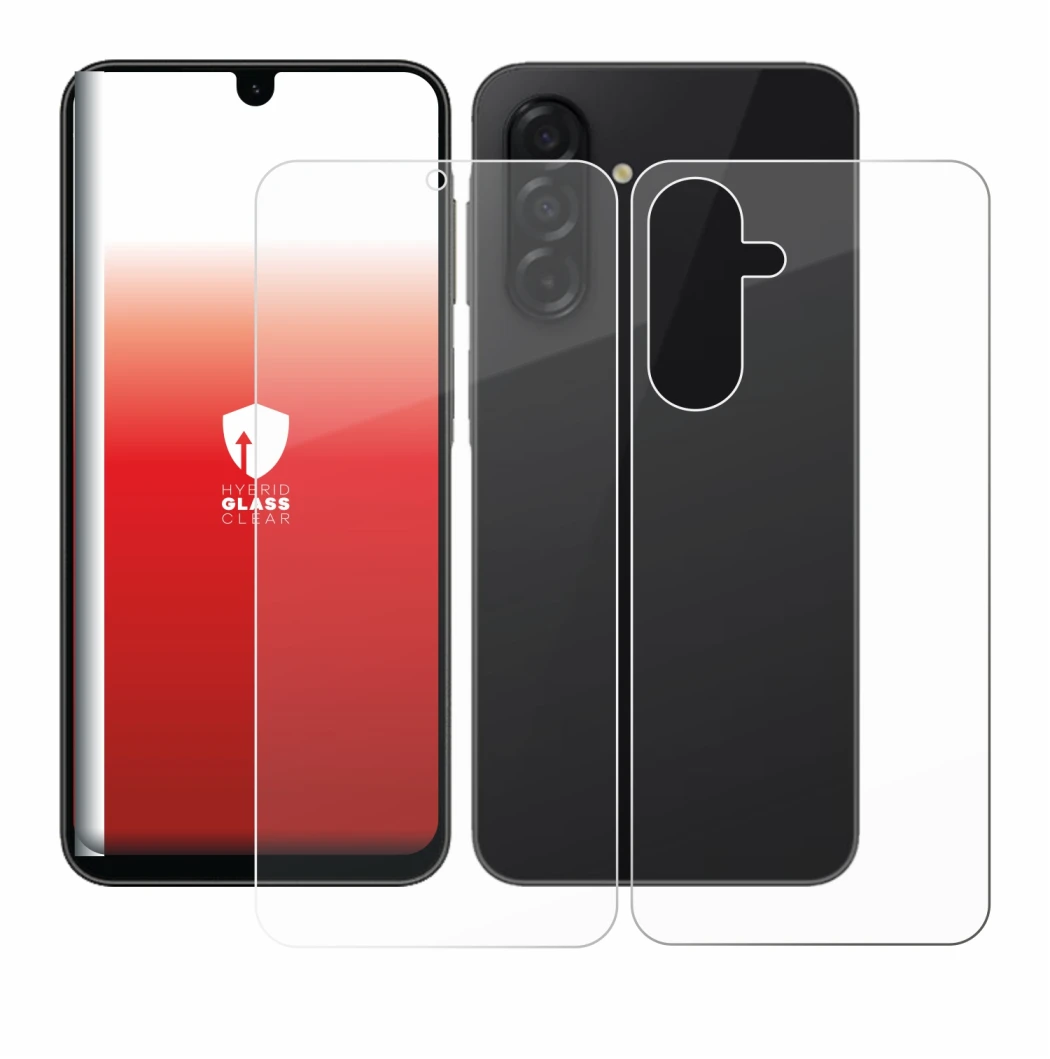 Imagen del dispositivo Samsung Galaxy A26 5G (Frontal+Trasero) con una amplia variedad de protectores de pantalla.