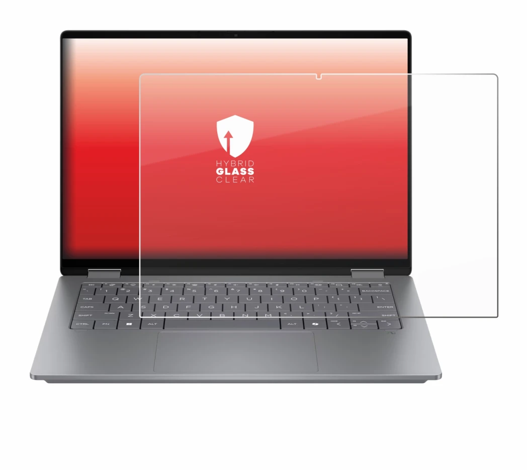 Imagen del dispositivo HP OmniBook X Flip 14 con una amplia variedad de protectores de pantalla.