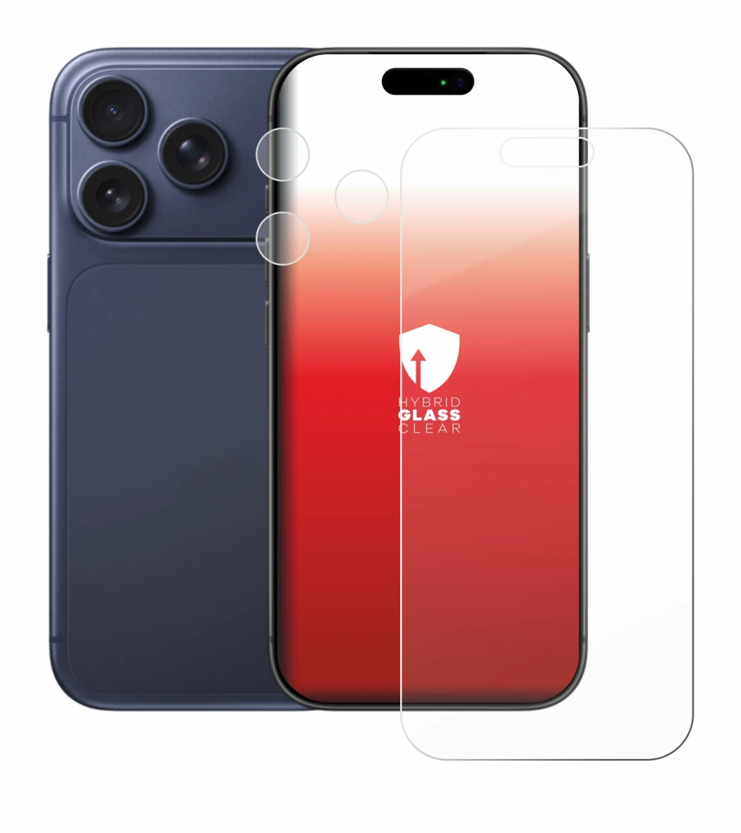 Imagen del dispositivo Apple iPhone 17 Pro (Frontal+Cámara) con una amplia variedad de protectores de pantalla.