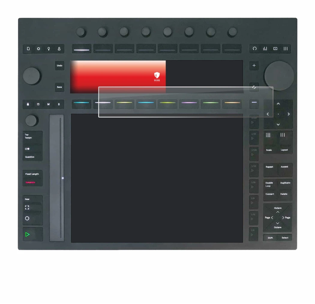 Imagen del dispositivo Ableton Push 3 con una amplia variedad de protectores de pantalla.