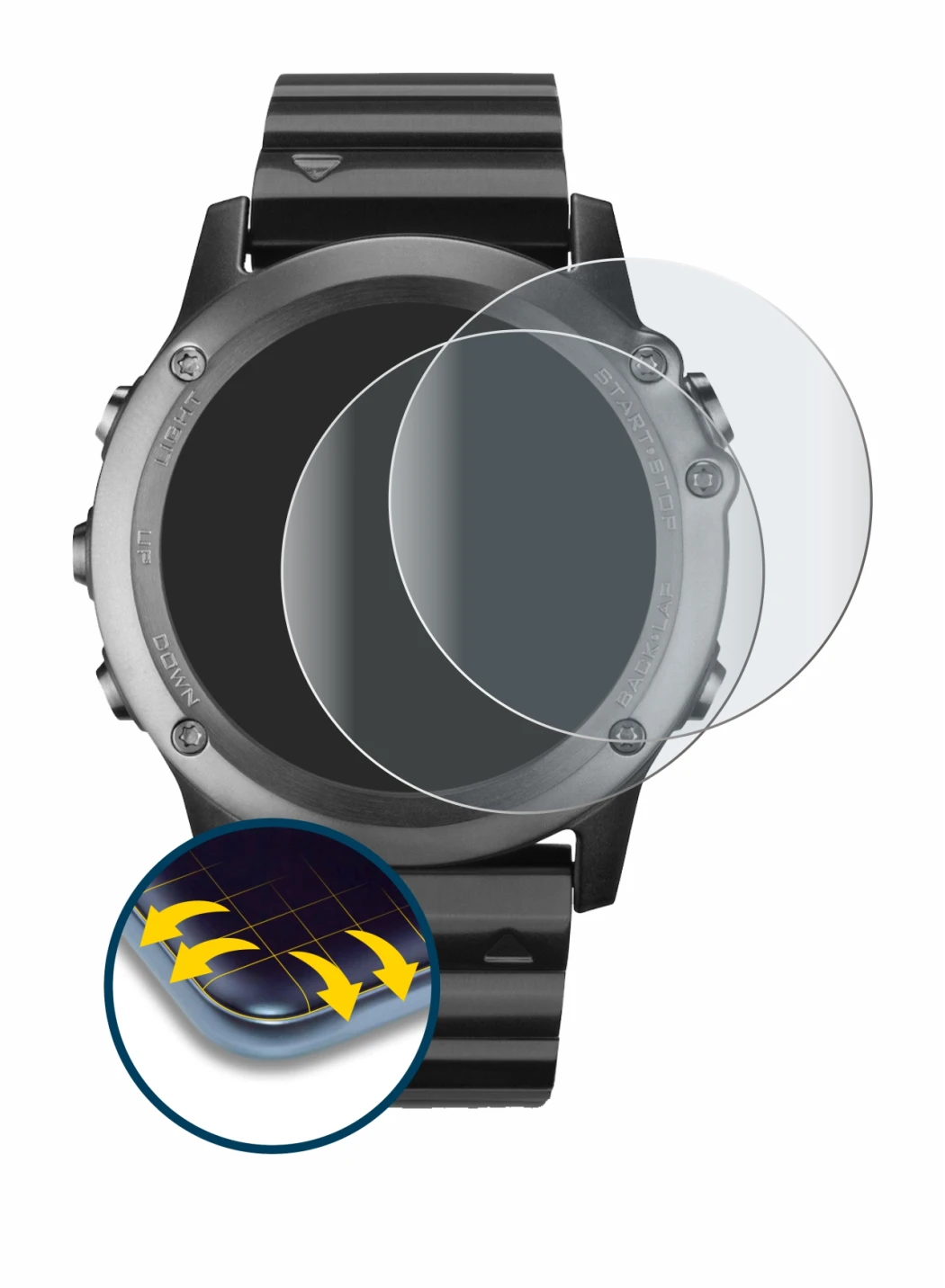 Imagen del dispositivo Garmin Fenix 3 con una amplia variedad de protectores de pantalla.