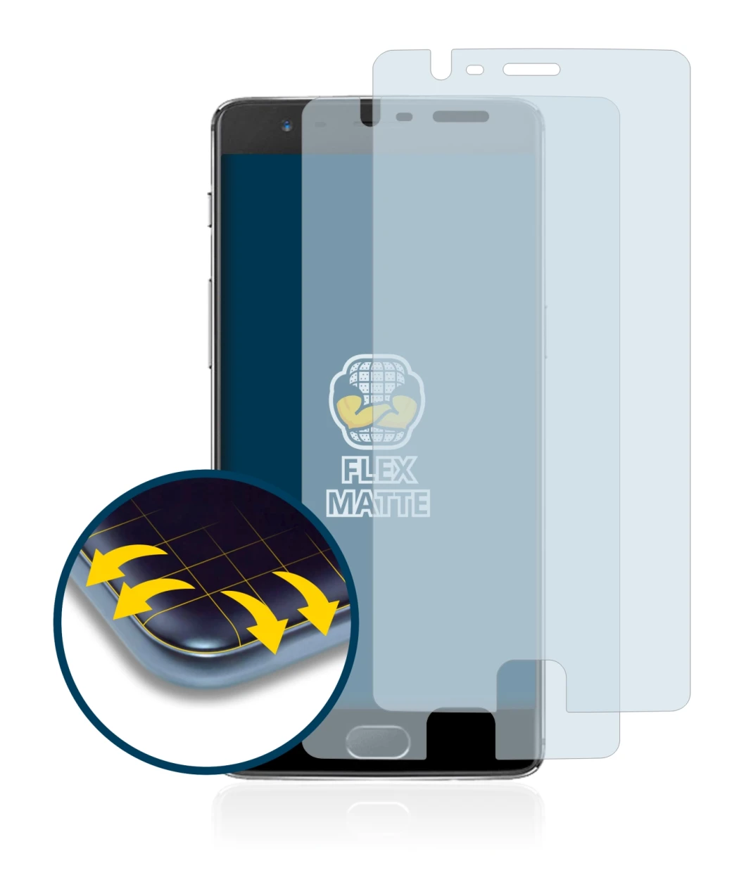 Imagen del dispositivo OnePlus 3 con una amplia variedad de protectores de pantalla.