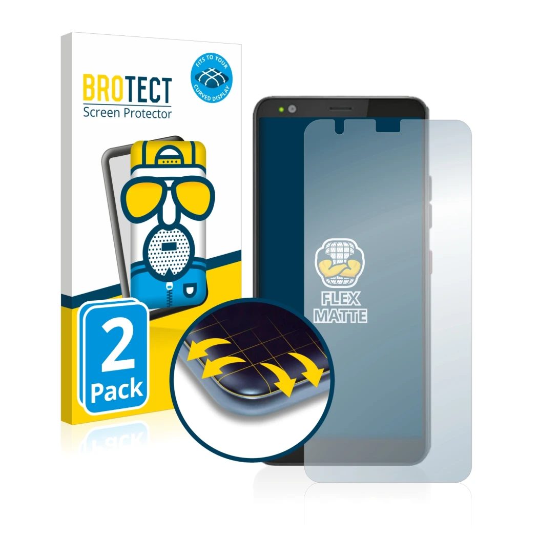 Parte frontal de un envase de producto con el logotipo de la marca BROTECT. Al lado se muestra el dispositivo Gigaset GS370 co