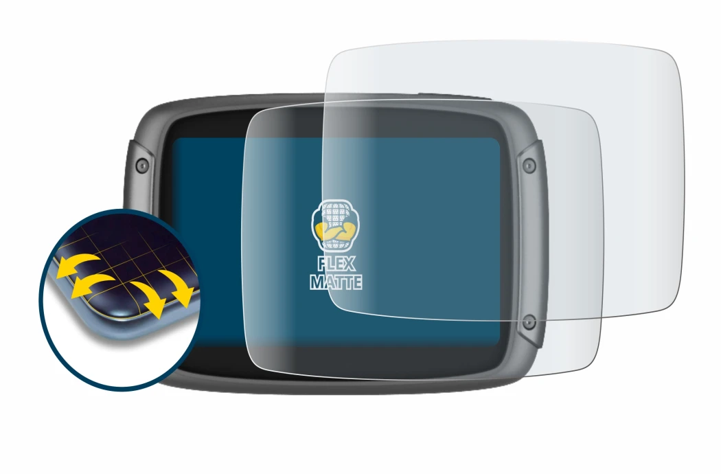 Imagen del dispositivo TomTom Rider 550 con una amplia variedad de protectores de pantalla.