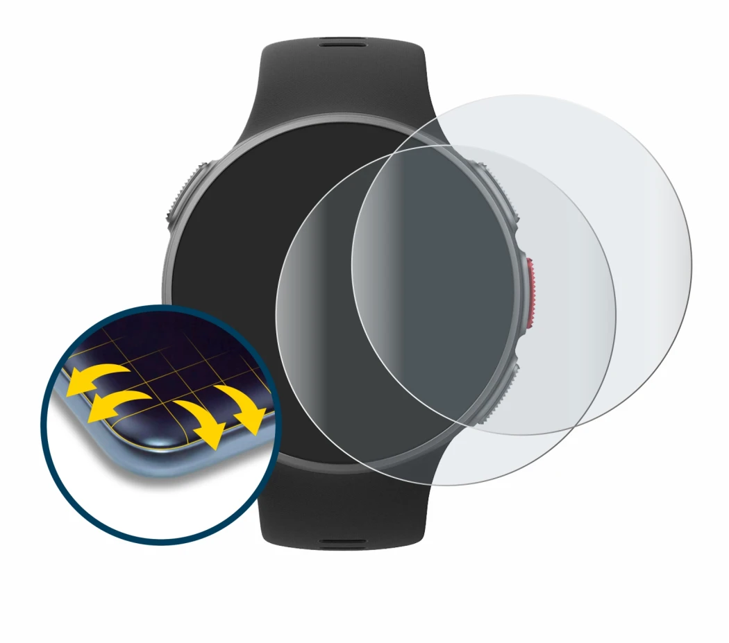 Imagen del dispositivo Polar Vantage V con una amplia variedad de protectores de pantalla.