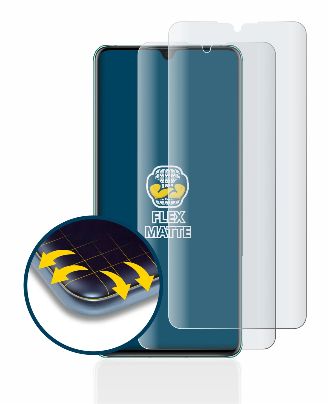 Imagen del dispositivo Huawei P30 con una amplia variedad de protectores de pantalla.