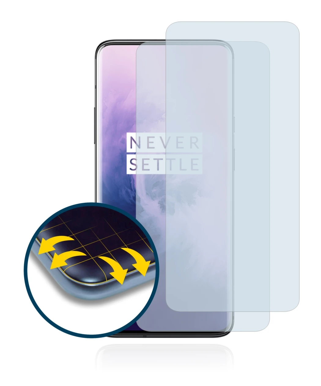 Imagen del dispositivo OnePlus 7 Pro con una amplia variedad de protectores de pantalla.