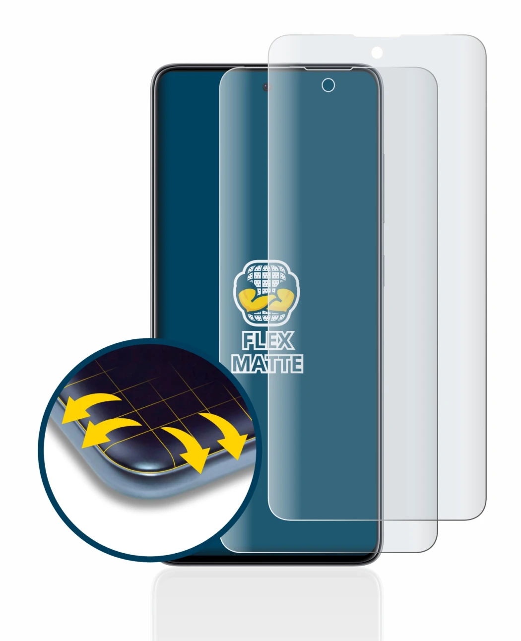 Imagen del dispositivo Samsung Galaxy A51 con una amplia variedad de protectores de pantalla.