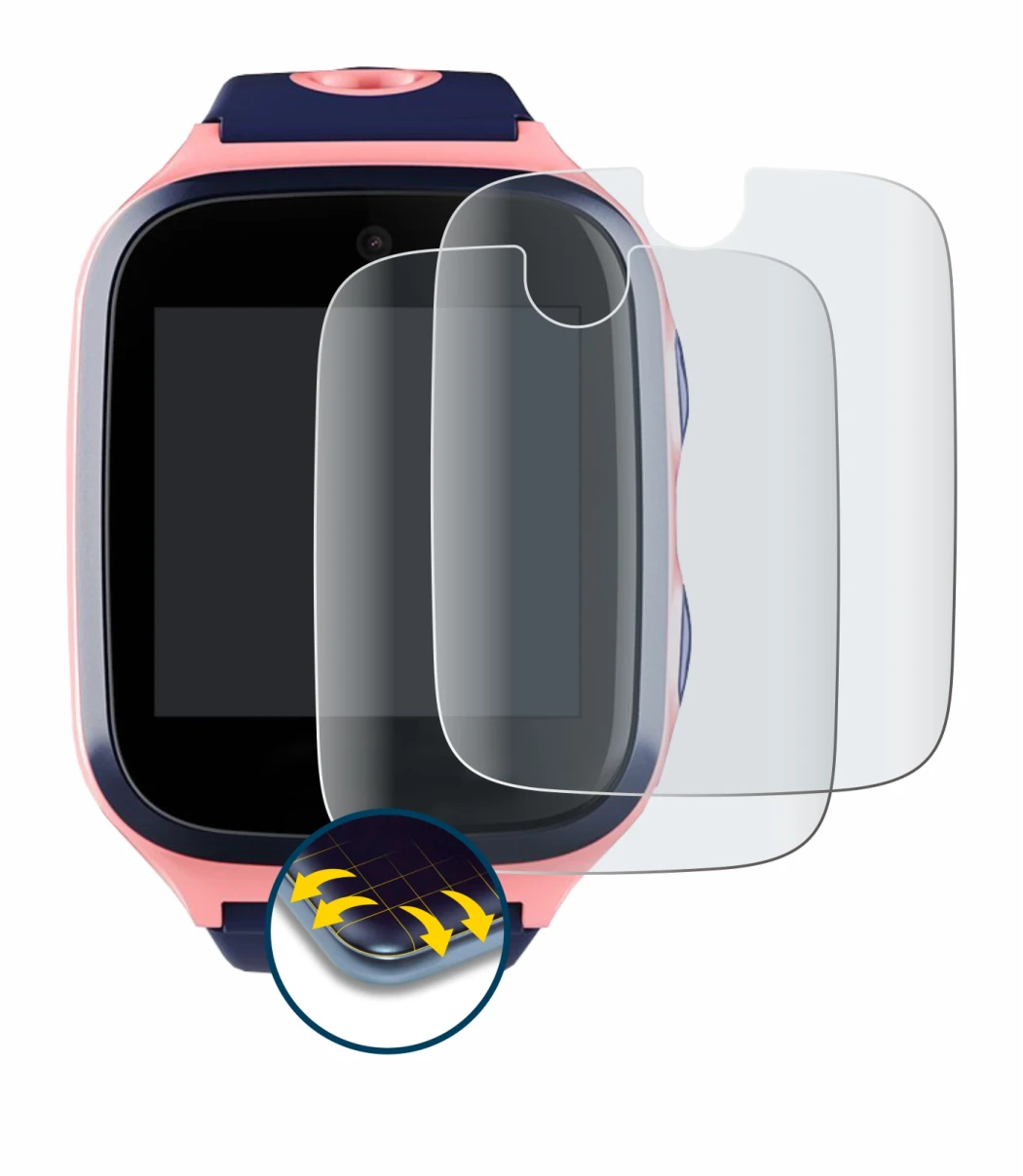 Imagen del dispositivo Xplora 4 con una amplia variedad de protectores de pantalla.