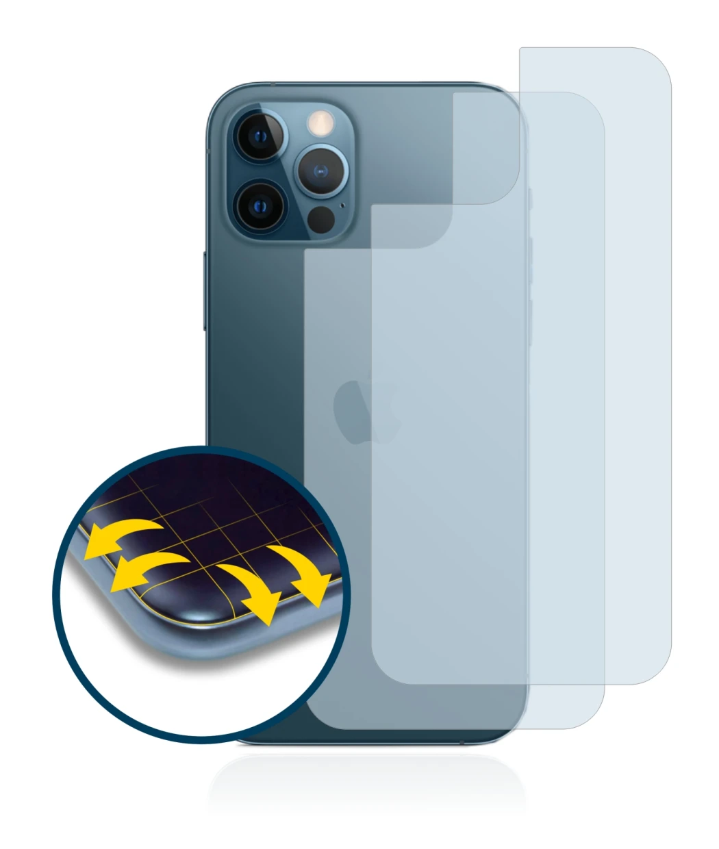 Imagen del dispositivo Apple iPhone 12 Pro (Trasero) con una amplia variedad de protectores de pantalla.