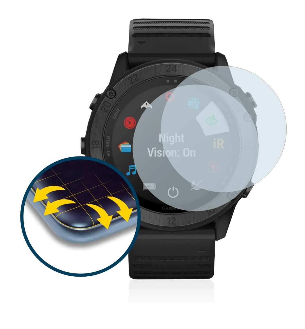 Imagen del dispositivo Garmin Tactix Delta Solar Ballistic con una amplia variedad de protectores de pantalla.