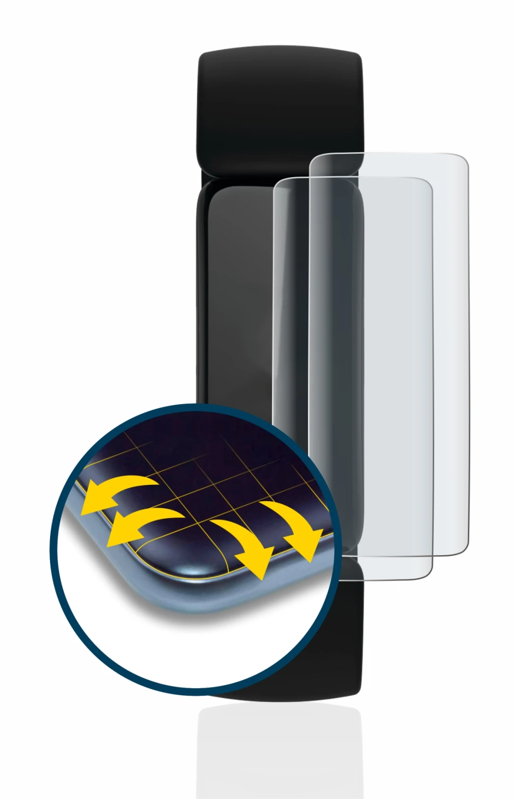 Imagen del dispositivo Fitbit Inspire 2 con una amplia variedad de protectores de pantalla.